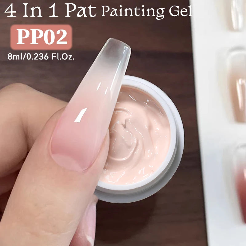 UR SUGAR 4 In 1 Pat Painting Gel Nail Nude Pink Color Painting Liner Nail Art Used For Gradient Cover Edge Nail Stamping Pattern