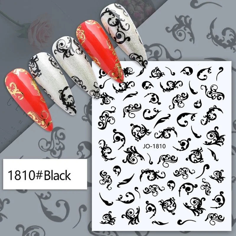 Nail Art Stickers Woman Girl Sexy Sticker Body Press on Nail Slider Black White Decal Decoration Nail Design Accessories Wraps
