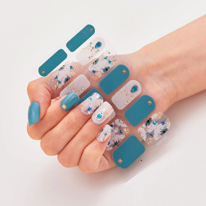 DIY Semi Cured Gel Nail Stickers Long-Lasting Solid Color Nail Strips Patch Slider Nail Sticker Full Cover Decal Manicure Patch