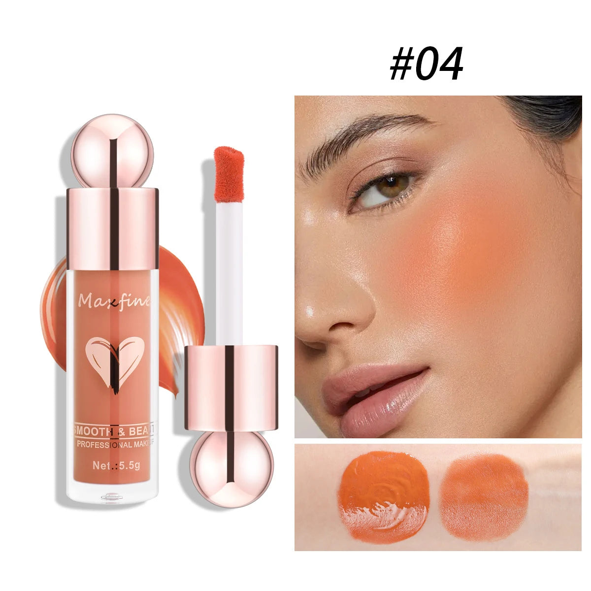 Multifunctional Liquid Blush with Smooth Texture Long Lasting Pigmentation Hydrating Formula and High Light Effect for Makeup