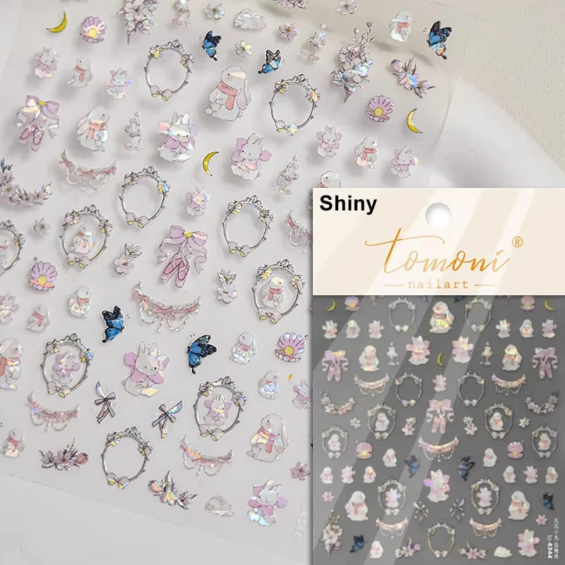 1pcs 5D Japanese Kawaii Bear Nail Art Stickers Brown Cartoon Animals Self-Adhesive Nail Decoration Decals DIY Slider Accessories