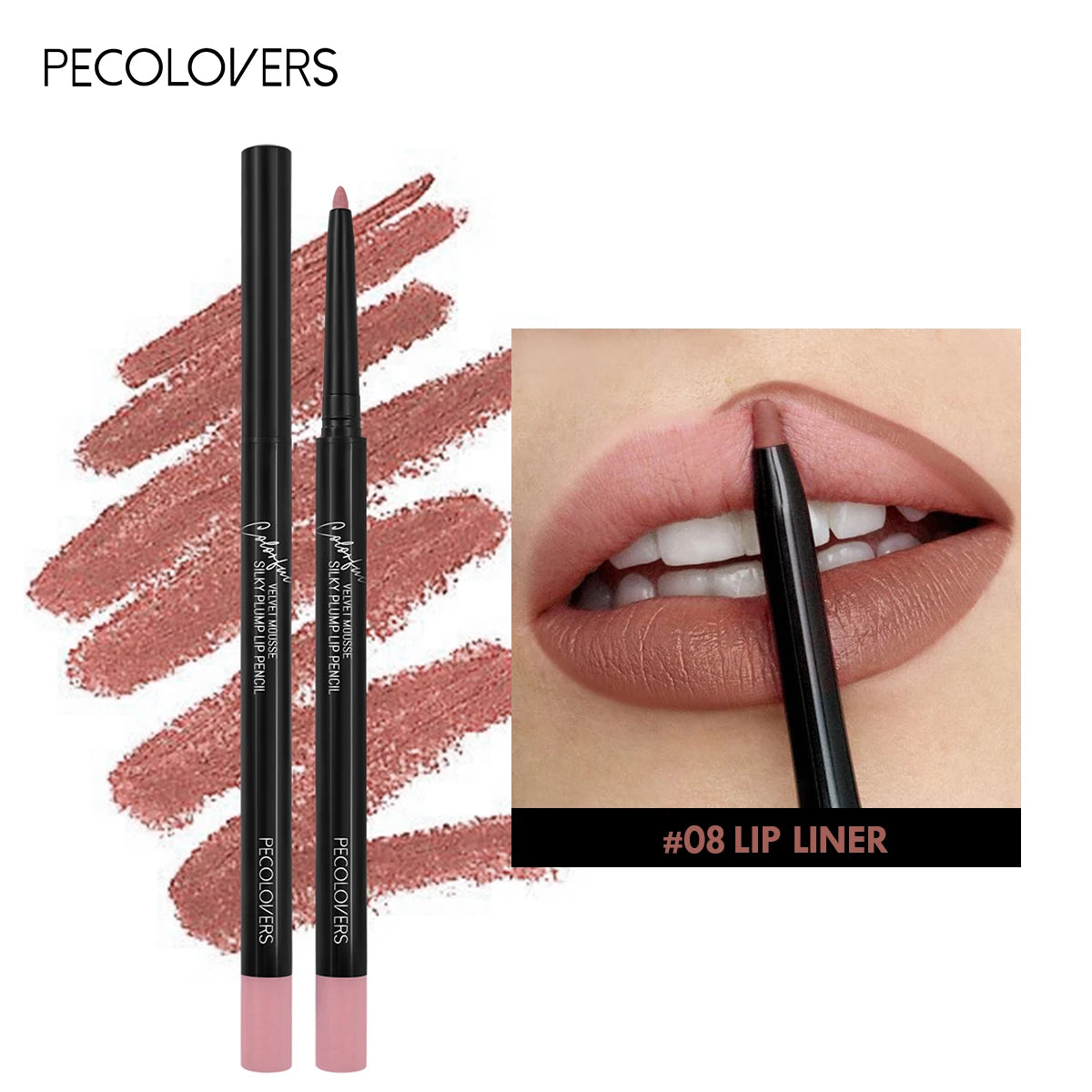 12 Colors Lip Liner , Matte Dewy Finish Long Lasting Waterproof Smudge Proof Lip Liner
