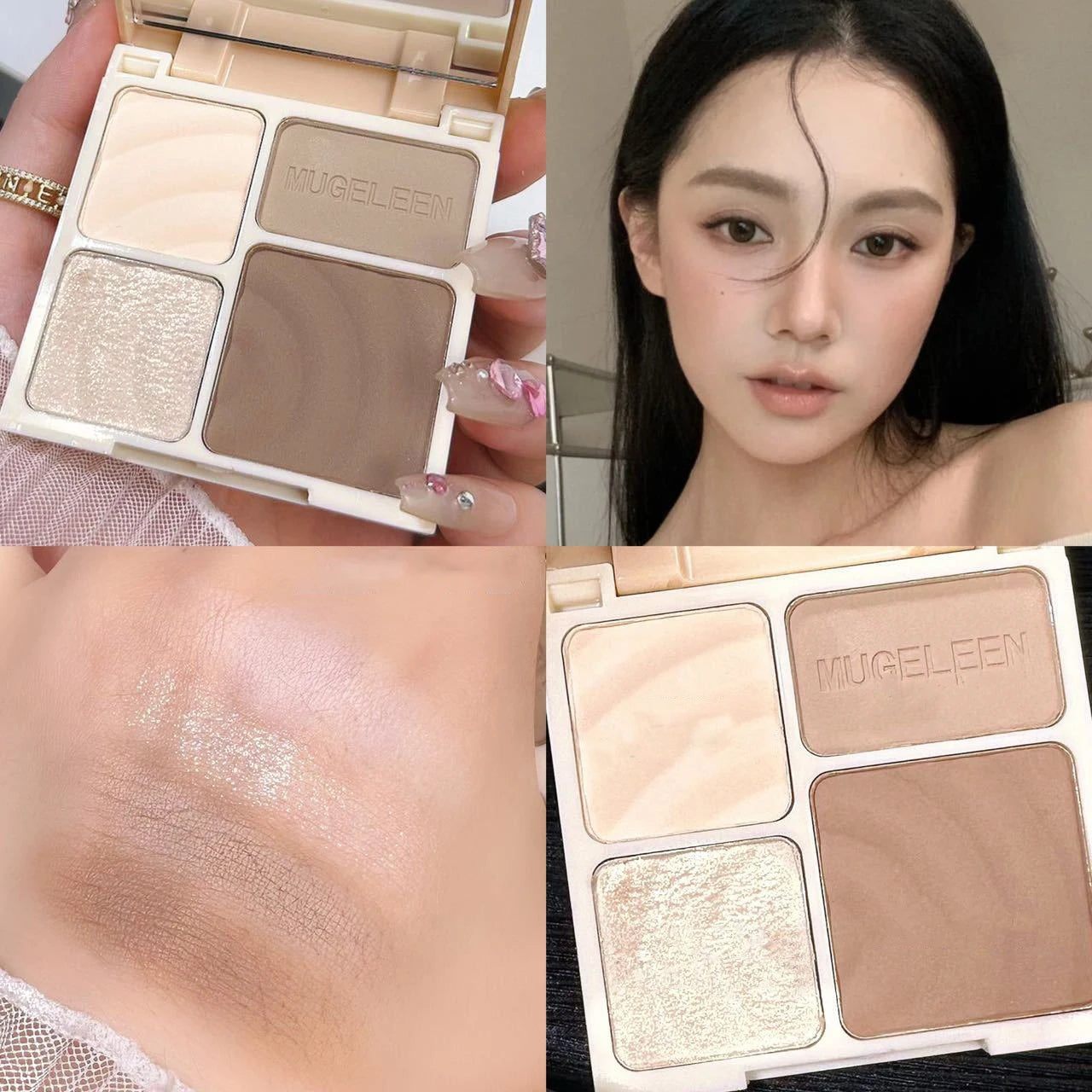 4 Colors Matte Highlighter Bronzers Palette Face Shading Grooming Powder Long-Lasting Makeup Face Contouring Shadow Cosmetics