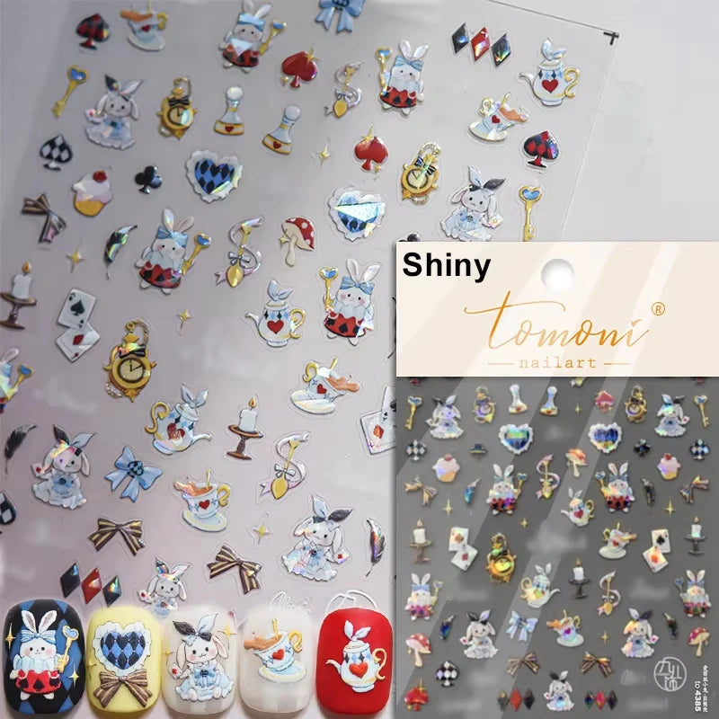 1pcs 5D Japanese Kawaii Bear Nail Art Stickers Brown Cartoon Animals Self-Adhesive Nail Decoration Decals DIY Slider Accessories
