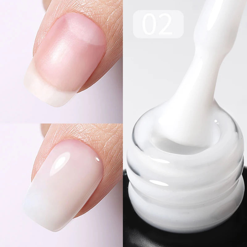BORN PRETTY 15ml Jelly Nude Rubber Base Gel Natural Milky White Clear Semi permanent Self-Leveling Soak Off UV LED Gel Varnish
