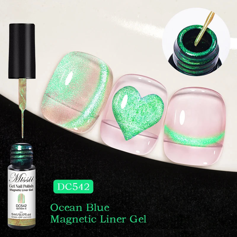 7ML Ice Transparent Glass Bead Moonlight Cat Eye Magnet Gel Nail Polish Jelly Ultra Shine Glitter Semi Permanent Soak Off UV Gel