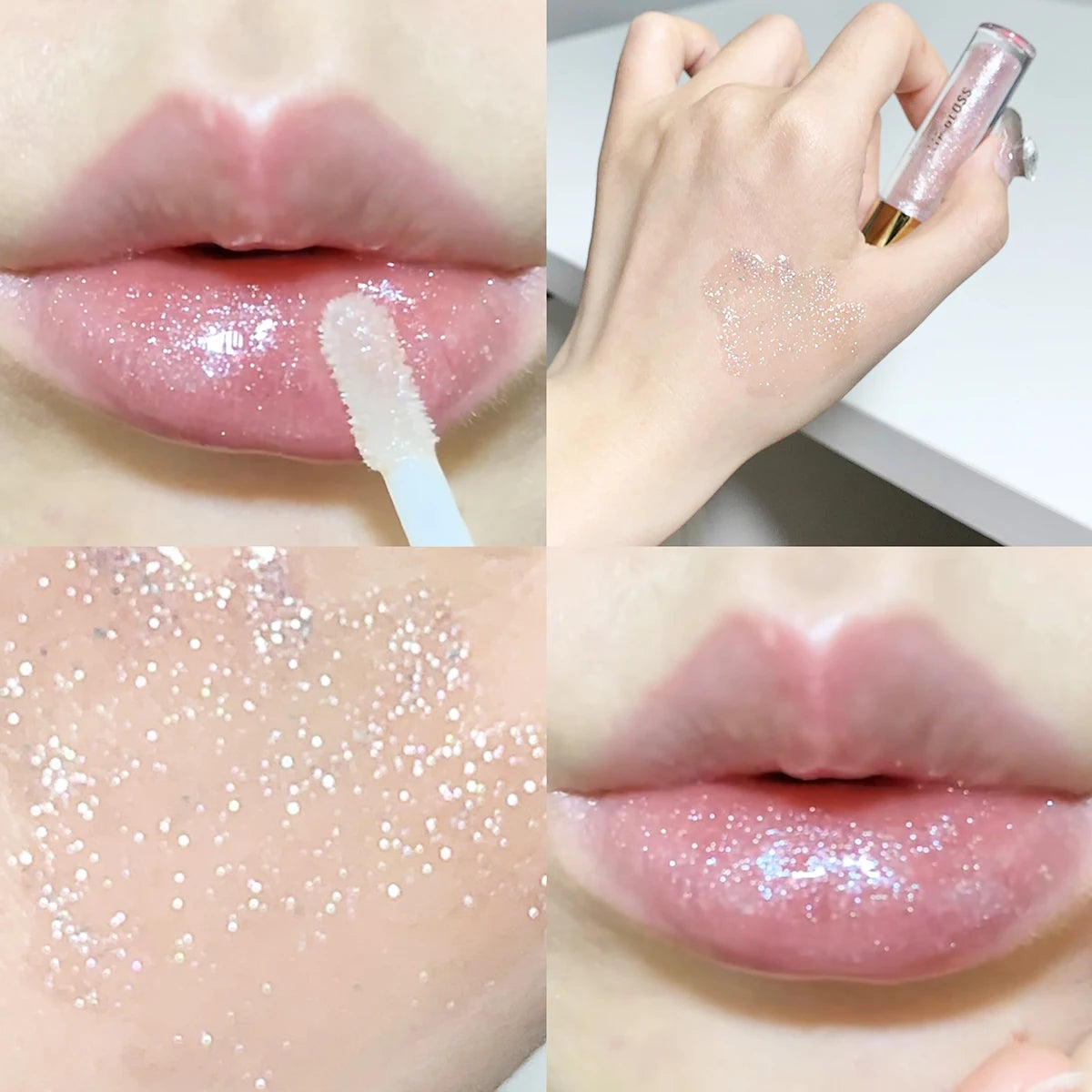 Moisturizing, plump and sparkling lip gloss, water-glossy mirror lip glaze, moisturizing and moisturizing lip oil for pouty lips