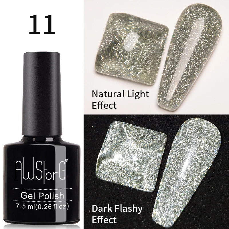AWStorG 7.5ml Golden Gradient Cat Eye Nail Polish Gel Phototherapeutic Gel Soak Off Nail Magnetic Gel Polish Nail Art DlY