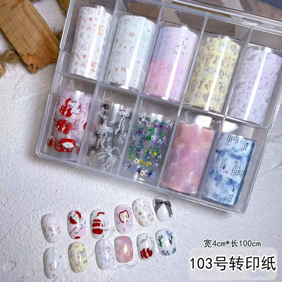 10Rolls Plaid Thousand-Bird Bow  Stars Nail Foils Transfer Paper  Nail Art Stickers  Manicure Set Decal  Nails Decoration
