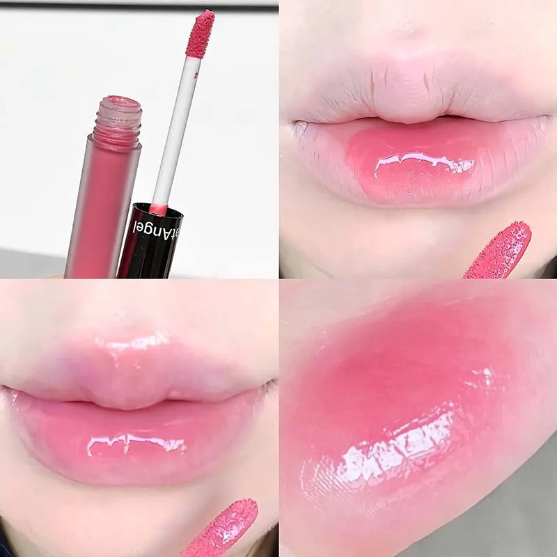 Berry Red Mirror Translucent Lip Gloss Hydrating Water Light Lipstick Clear Jelly Lip Glaze Nude Brown Moisturizing Makeup Tint