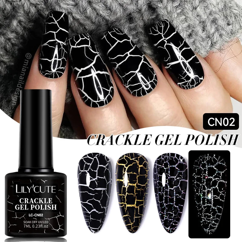 LILYCUTE 7ML Black Silver Red Reflective Glitter Gel Nail Polish Sparkling French Soak Off Long Lasting Manicure Nails Art Gel