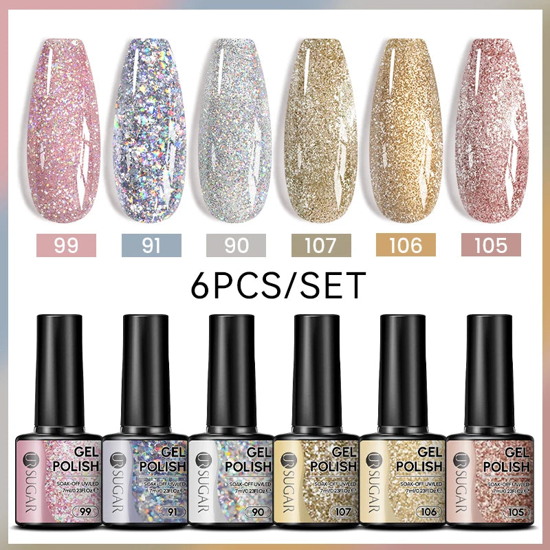 UR SUGAR 7ml All Season Gel Nail Polish Set Nude Pink Red Glitter Semi Permanent UV Gel Kits All For Manicure Soak Off Vernis