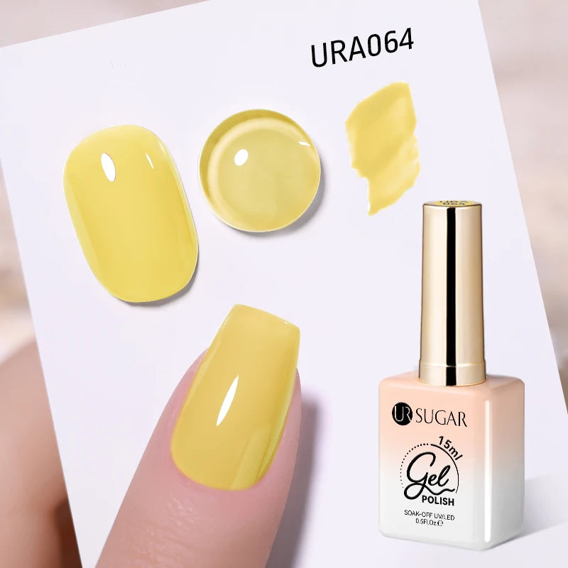 UR SUGAR 15ml Fiber Rubber Base Gel Upgrade Broken Nail Repaired Fiberglass Clear Quick Building UV Construction Gel Soak Off