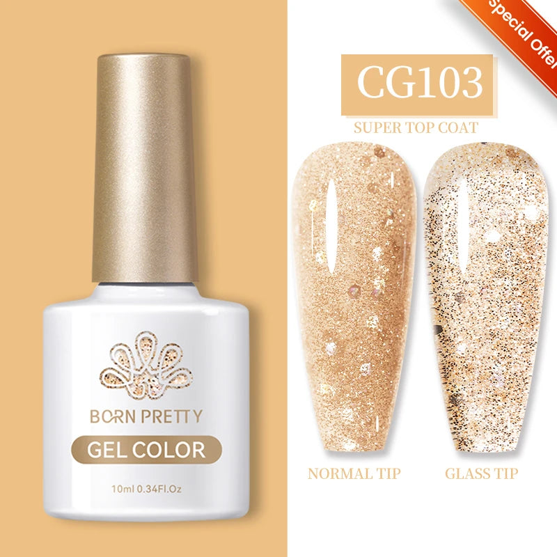 BORN PRETTY 10ml Sliver Carat Mirage Reflective Glitter Gel Nail Polish Sparkling Ultra Shine Soak Off UV Nail Art Gel Varnish
