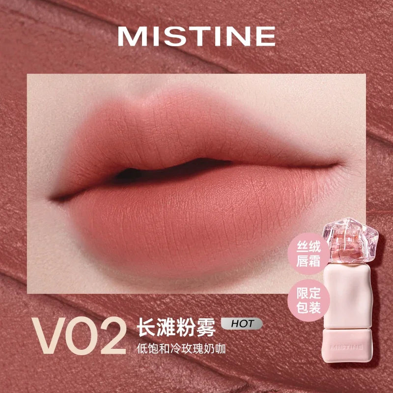 Mistine Lipstick Nude Long Wear Lip Creamy Korean Makeup Matte Lip Glaze Mirror Gloss Lip Jelly Long Lasting 2.9g