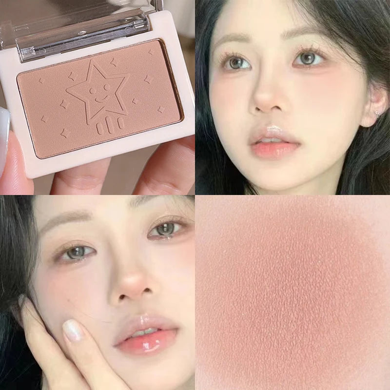 Smart, clear, monochrome blush matte, natural whitening, brightening cheeks, purple nude makeup, fine flash rouge