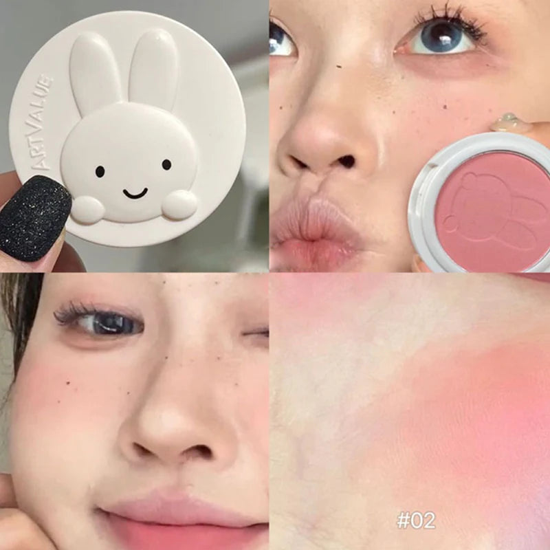 Little rabbit monochromatic blush, pseudo-plain makeup, low saturation ash powder, makeup, makeup and tender rouge
