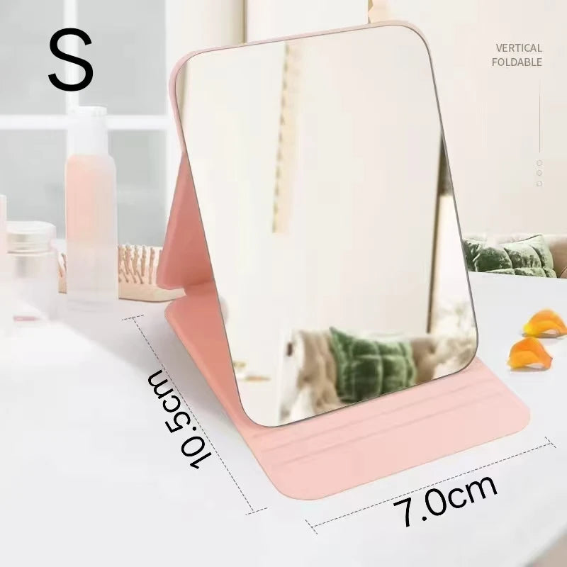 1PC Portable Compact Folding Makeup Mirror - Desktop Size, Suitable for Student Dormitories, Homes, with Storage Function