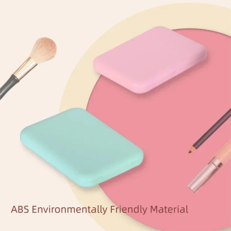 Compact Folding Mirror Portable Mini LED Makeup Mirror With 8 LED, 2x Magnification Button Battery Powered