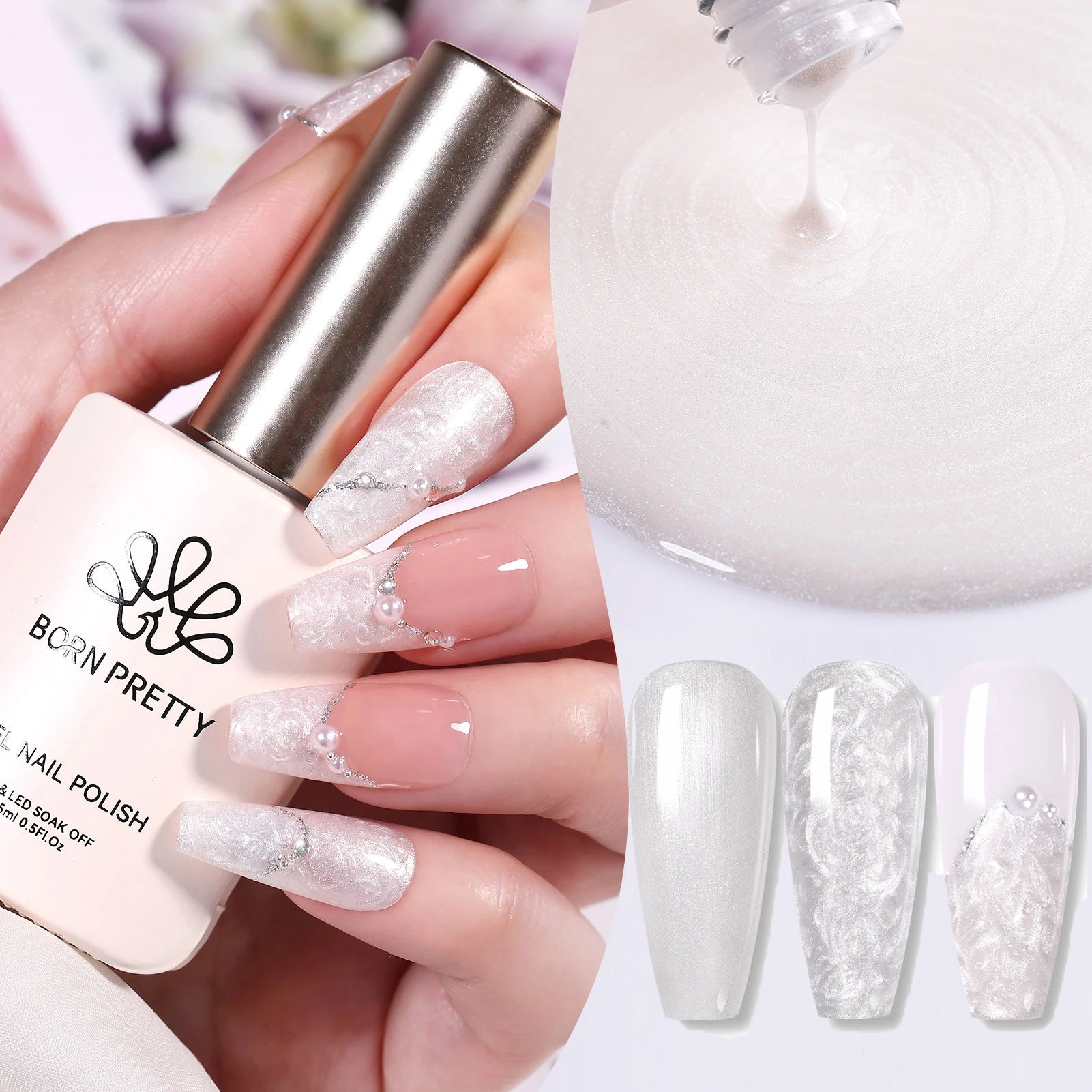 BORN PRETTY Milky Jelly Rubber Base Gel for Gel Nail Polish 15ml Russian Self-leveling Nude Color Soak Off Semi Permanent UV Gel