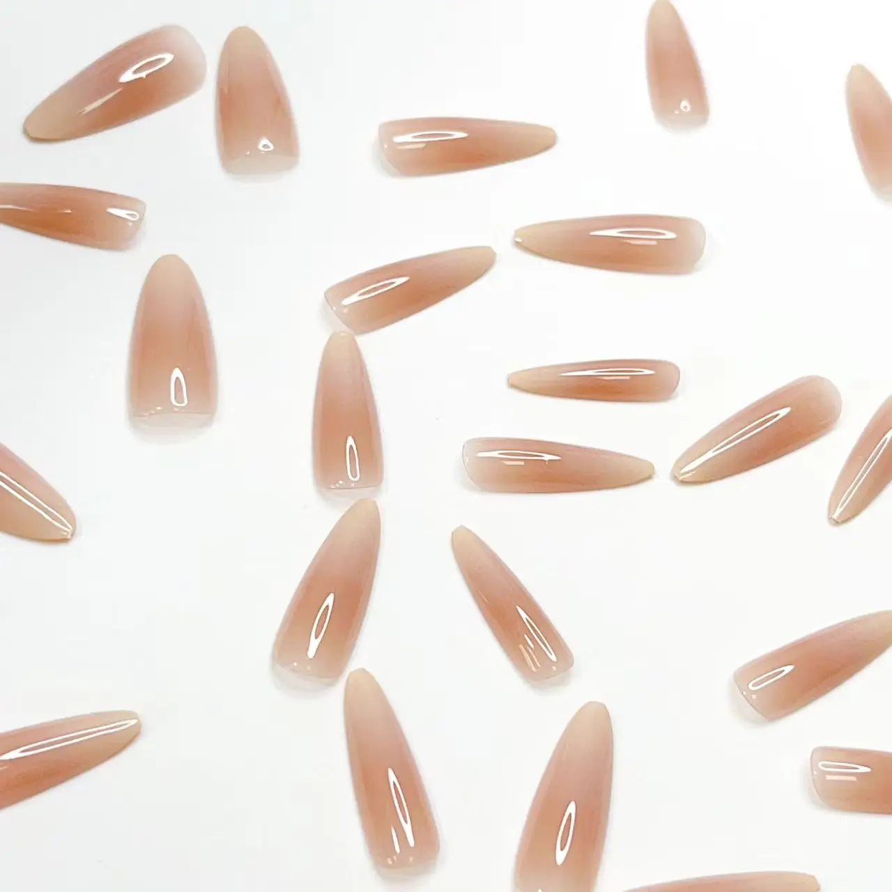 24-piece Long French Minimalist Gradient Fingernail with 1 Jelly and 1 Nail File