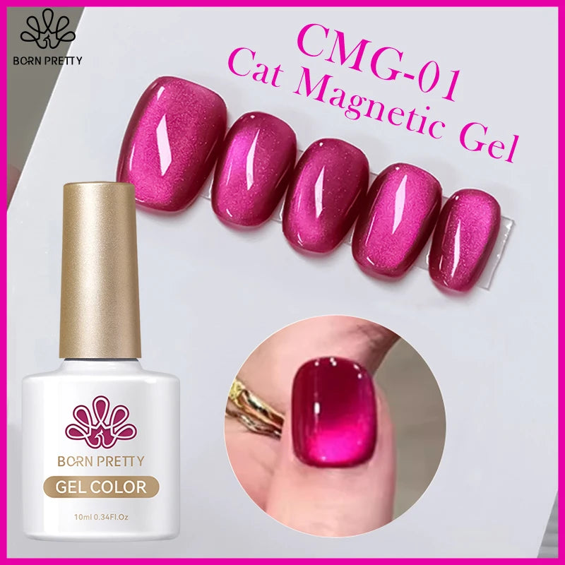 BORN PRETTY 10ml Fruit Purple Grape Cat Magnetic Gel Nail Polish 2025 New Whitening Guava Glass Beads Varnish Nail Supplies
