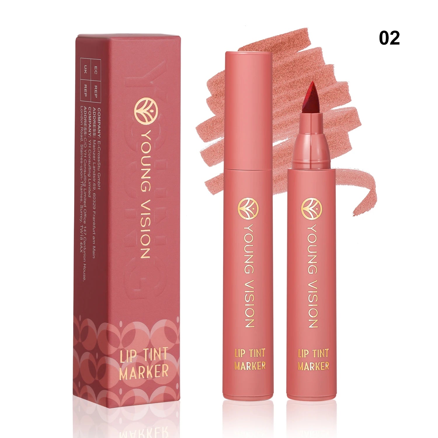 Lip Tint Pen, 6 Colors Available, Matte Water Lipstick, Non-Stick Cup, Long-Lasting, Smooth Lip Liner and Lip Stain Combo