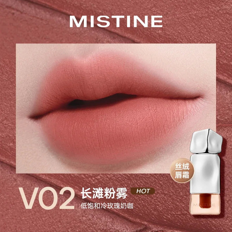 Mistine Lipstick Nude Long Wear Lip Creamy Korean Makeup Matte Lip Glaze Mirror Gloss Lip Jelly Long Lasting 2.9g