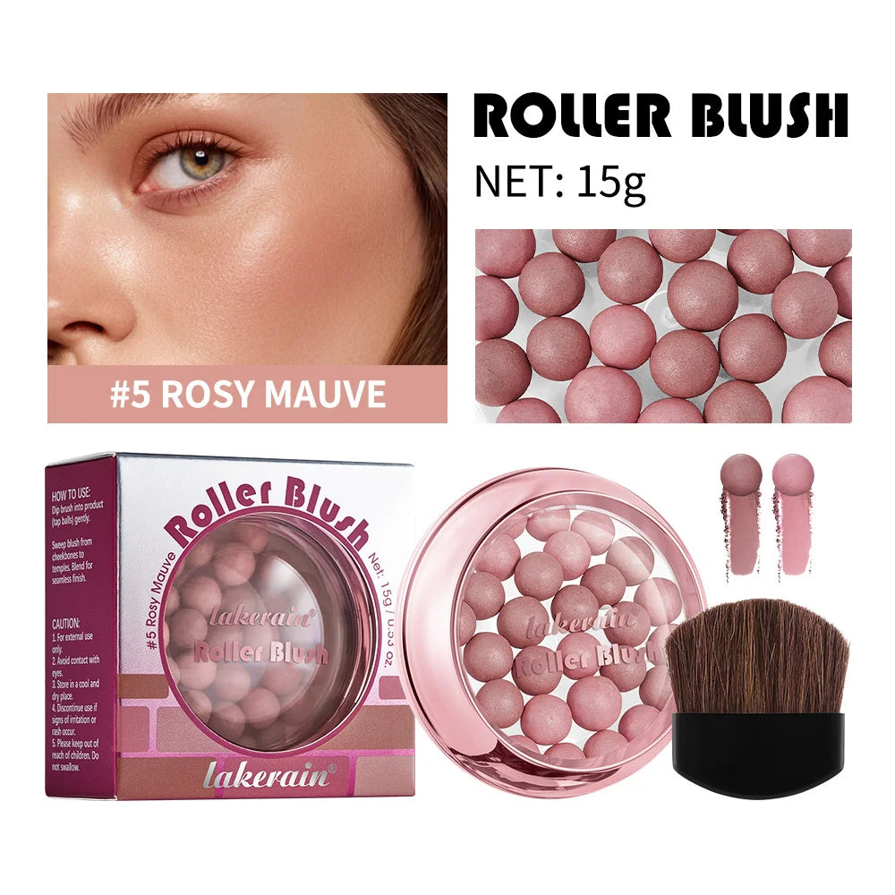 Lakerain ROLLER BLUSH Ball Blush Spherical Blush Pink Pearl Blush Delicate Brightening Female Exquisite Cosmetics