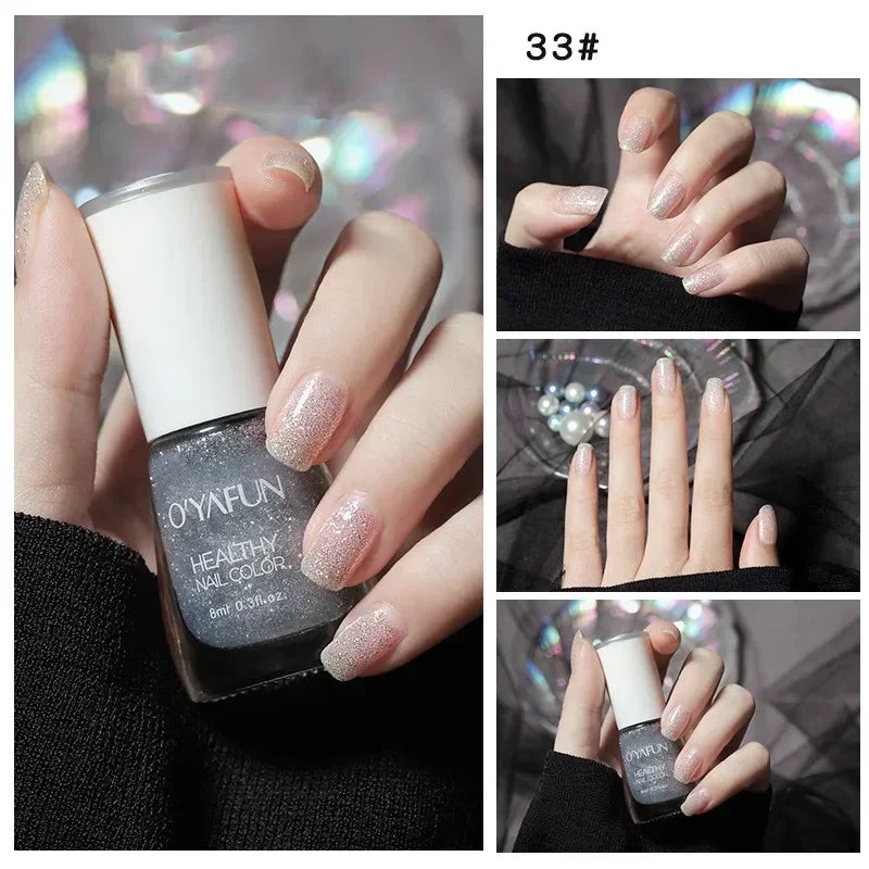 8ml Matte Waterproof No-bake Nail Polish Nail Art Tearable Quick Dry Normal Without Lamp Nail Polish Glitter Sequins UV Varnish