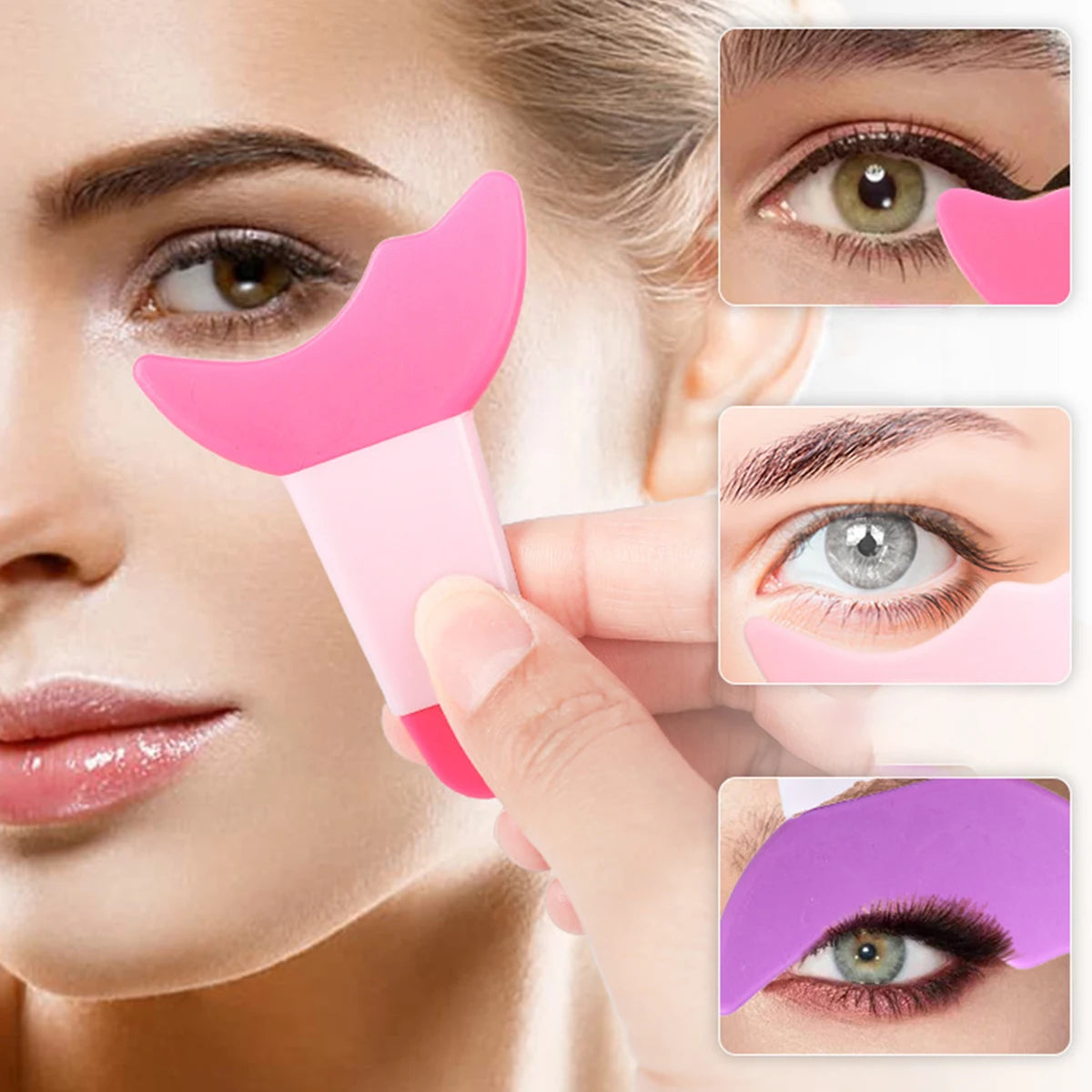 Multifunctional Silicone Eyeliner Stencils Winged Tip Aid Mascara Shield Applicator Set For Eyeliner Mask Applicator Makeup Tool
