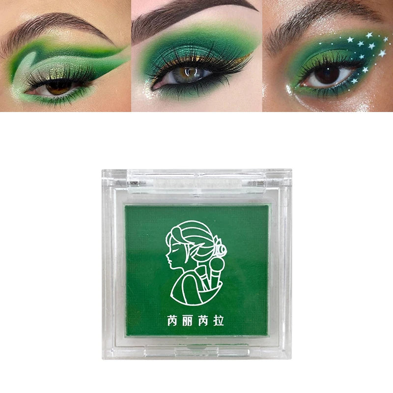 Matte green, monochrome, Christmas brightening eyeshadow tray for long-lasting, delicate makeup, as a blush, for all skin tones