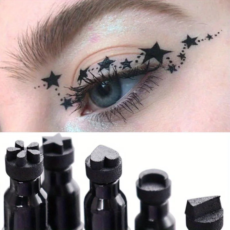 2-in-1 Star & Moon Stamp Liquid Eyeliner - Black Waterproof