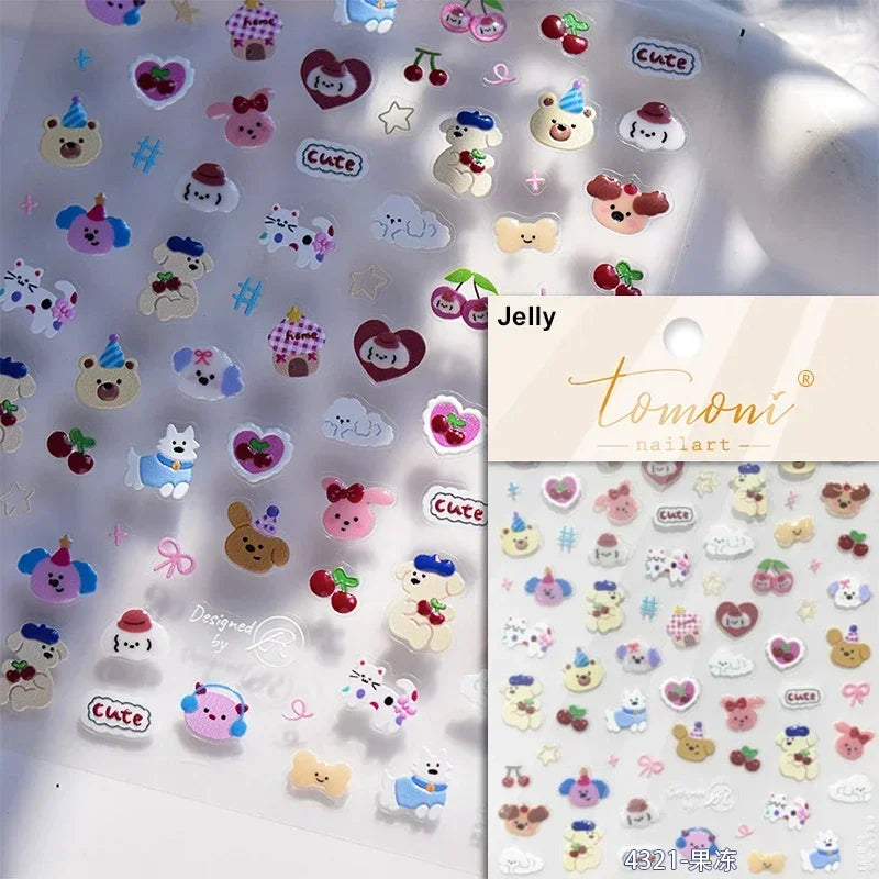 Cute Cat Eye Fishbone Animals Leopard Cat Ginger Cat Kitten Exclamation Point Paw Self Adhesive Nail Art Sticker Manicure Decals