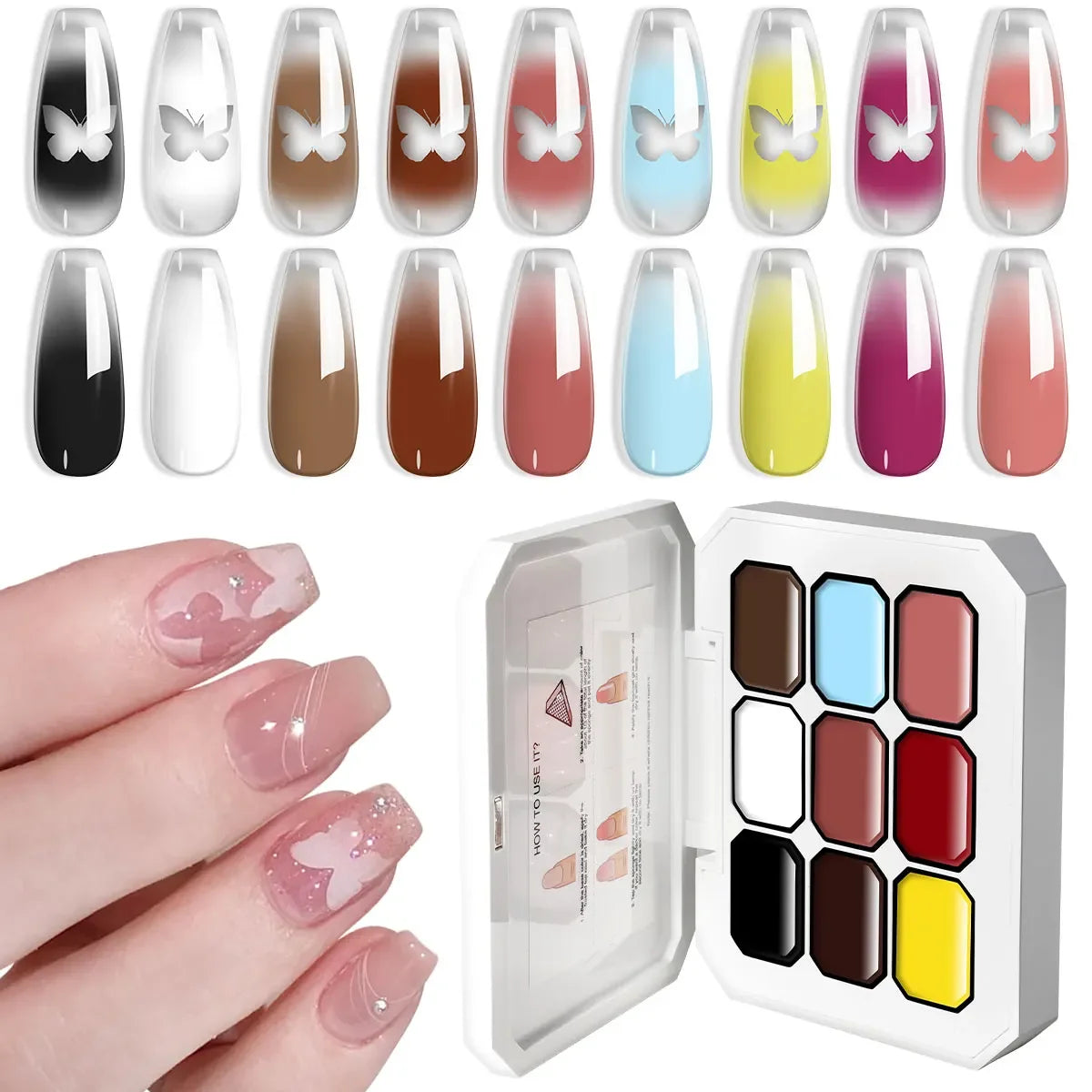 LIMEGIRL 7in1 Nail Gradient Gel Kit Long-lasting Nail Gel Polish Hybrid Color High Texture Gradient Nail Gel for Nail Salon Art