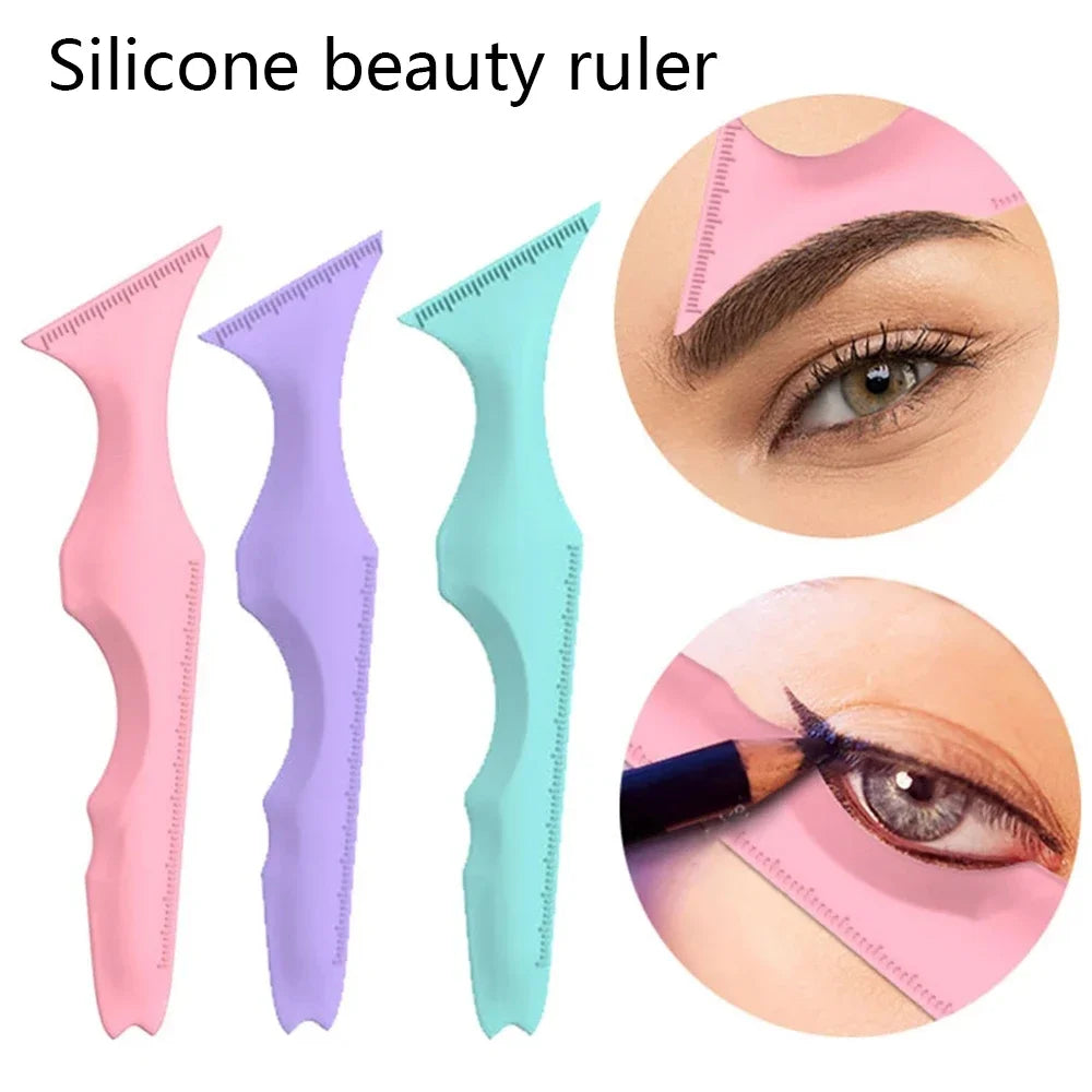 CNK  5 in 1 Silicone Beauty Ruler Reusable Eyeliner Stencils Winged Tip Eyeliner Aid Eyebrow Stencil Multi-Purpose Makeup Tool