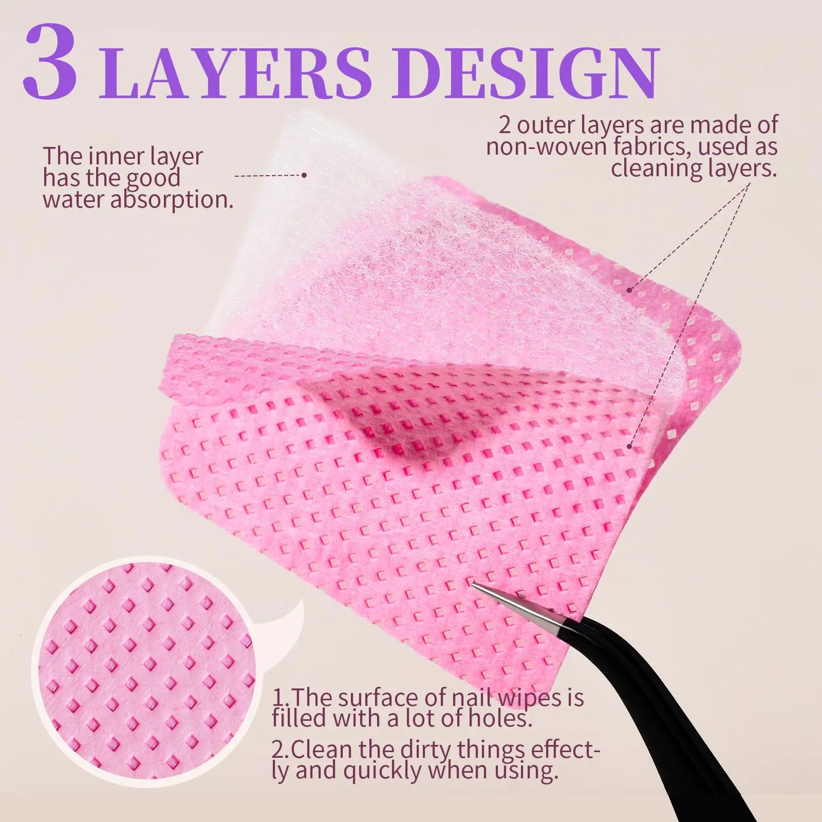 LULAA Glue Wipes Lint Free Nail Wipes Non-Woven Fabric Lash Glue Wipes Nail Polish Remover Wipes Use for Nail Polish Remover