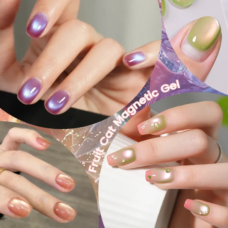 LILYCUTE 7ml Fruit Grape Purple Cat Magnetic Gel Nail Polish Vernis Semi Permanent Soak Off Colorful Gel Polish Nails Supplies