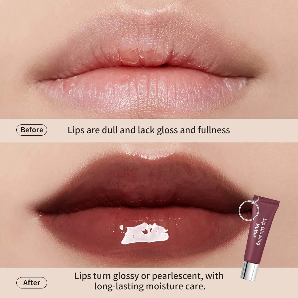 Lip Gloss Lip Oil Plumper Long Lasting Keychain Glowing Butter Moisturizing Pink Nourishing Makeup Care Hydrating Lipstick