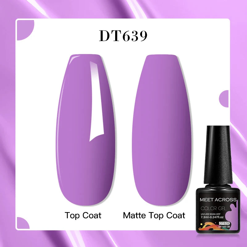 MEET ACROSS 160 Colors 7.3ml Gel Nail Polish Vernis Glitter Sparkly Semi Permanent Soak Off LED UV Gel Varnish Nail Art Manicure