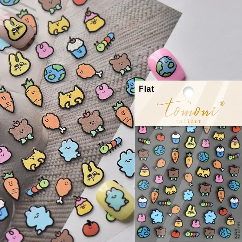 Cute Cat Eye Fishbone Animals Leopard Cat Ginger Cat Kitten Exclamation Point Paw Self Adhesive Nail Art Sticker Manicure Decals