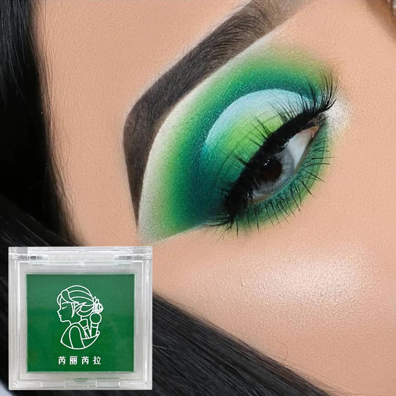 Matte green, monochrome, Christmas brightening eyeshadow tray for long-lasting, delicate makeup, as a blush, for all skin tones