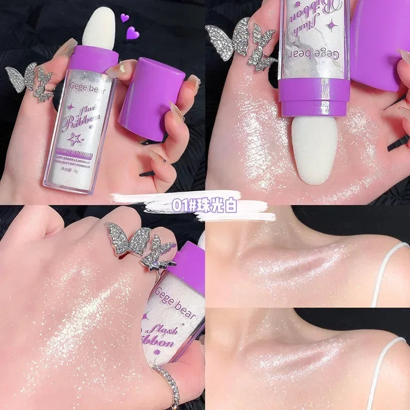 Shimmer Fairy Powder Highlighter Powder White Loose Highlighter Face Body Glitter Wand Makeup Bronzer Illuminator Powder