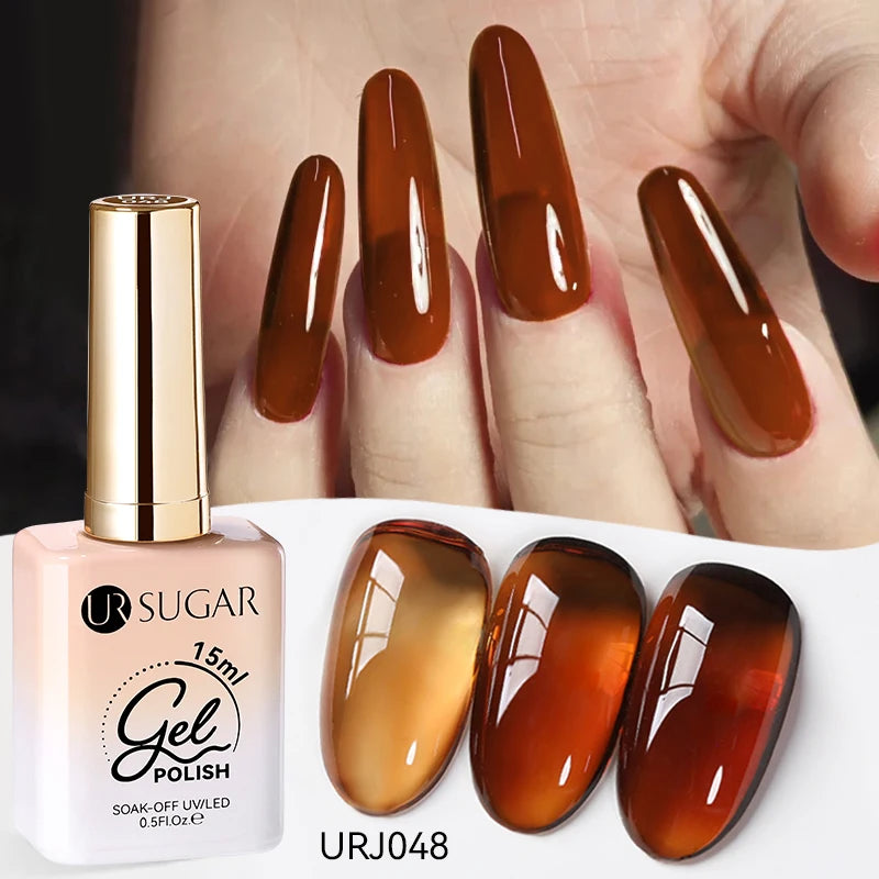 UR SUGAR 15ml Fiber Rubber Base Gel Upgrade Broken Nail Repaired Fiberglass Clear Quick Building UV Construction Gel Soak Off