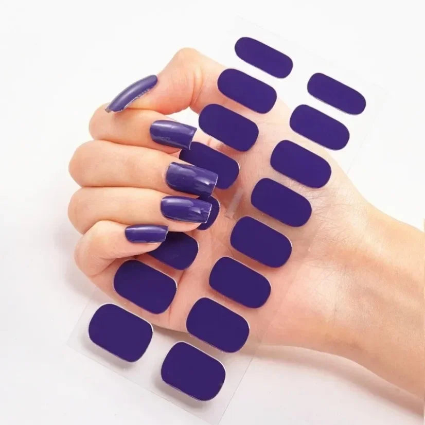 DIY Semi Cured Gel Nail Stickers Long-Lasting Solid Color Nail Strips Patch Slider Nail Sticker Full Cover Decal Manicure Patch