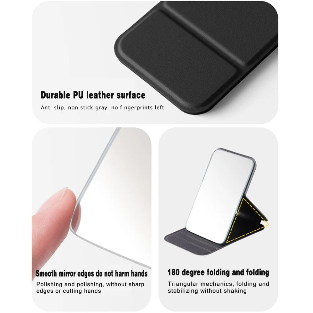 1PC Portable Compact Folding Makeup Mirror - Desktop Size, Suitable for Student Dormitories, Homes, with Storage Function