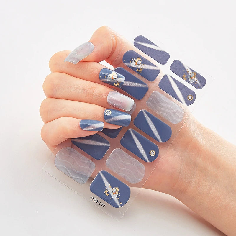 DIY Semi Cured Gel Nail Stickers Long-Lasting Solid Color Nail Strips Patch Slider Nail Sticker Full Cover Decal Manicure Patch