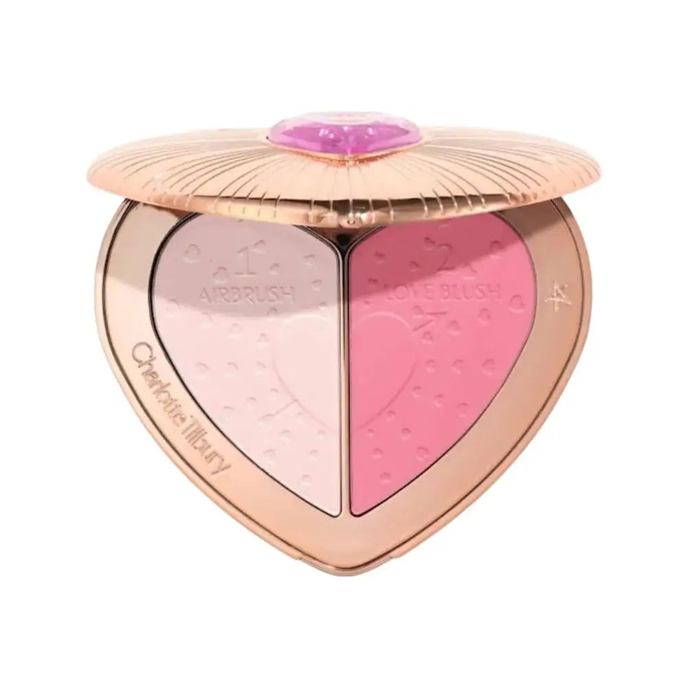 C/T Two Tone Heart Blush Lasting Beauty Makeup Natural Flawless Bright Powder Smooth Look Multi Purpose Rouge 13g