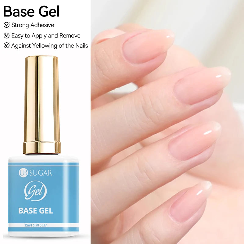 UR SUGAR 15ml Fiber Rubber Base Gel Upgrade Broken Nail Repaired Fiberglass Clear Quick Building UV Construction Gel Soak Off