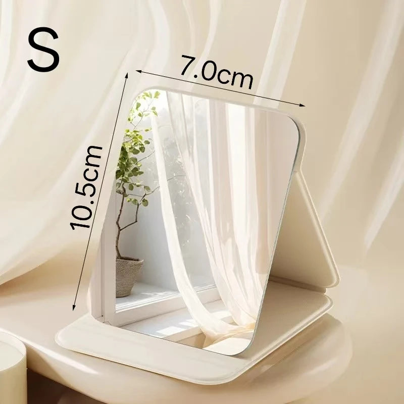1PC Portable Compact Folding Makeup Mirror - Desktop Size, Suitable for Student Dormitories, Homes, with Storage Function